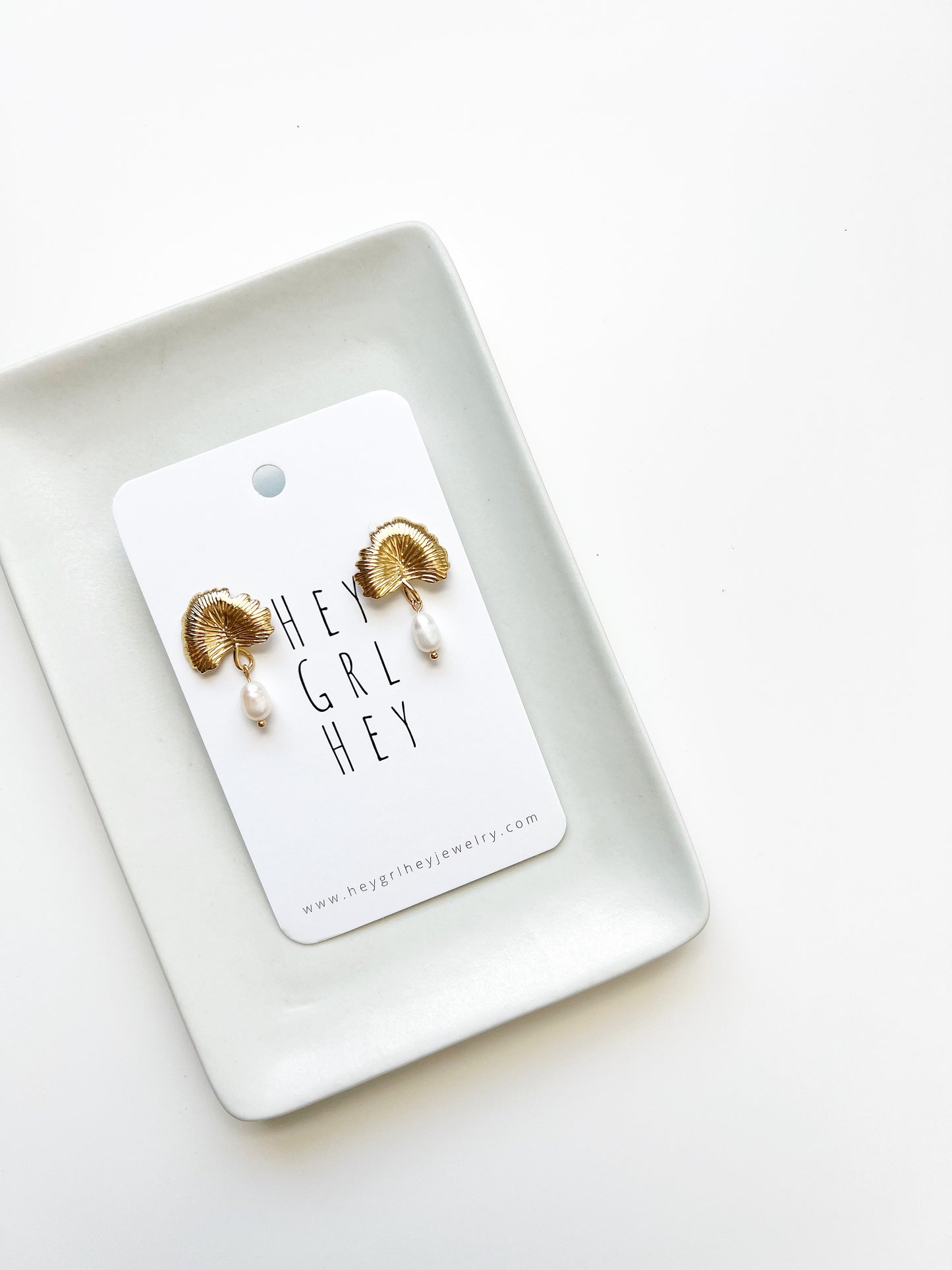 The Ginkgo Pearl Stud Earrings