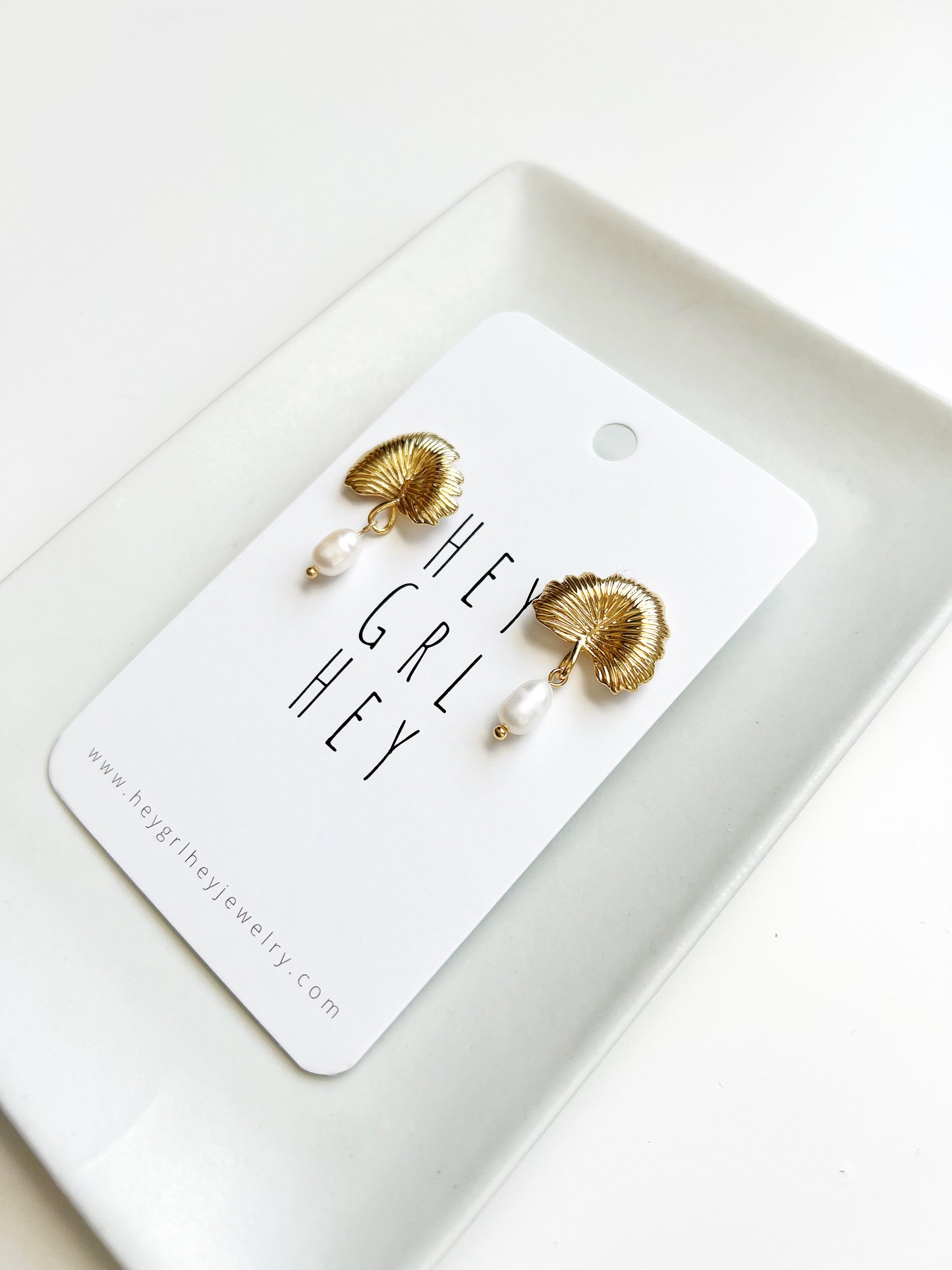 The Ginkgo Pearl Stud Earrings