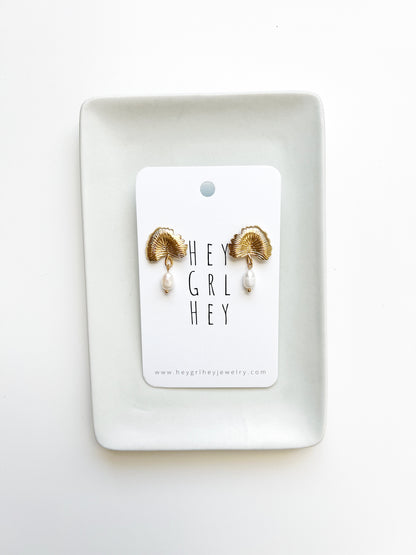 The Ginkgo Pearl Stud Earrings