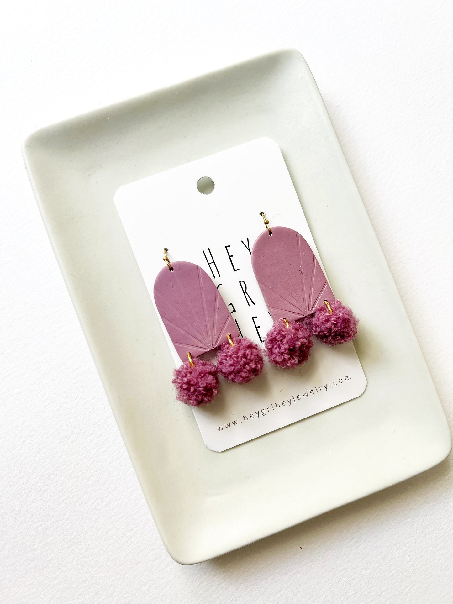 The Mauve Pom Pom Earrings