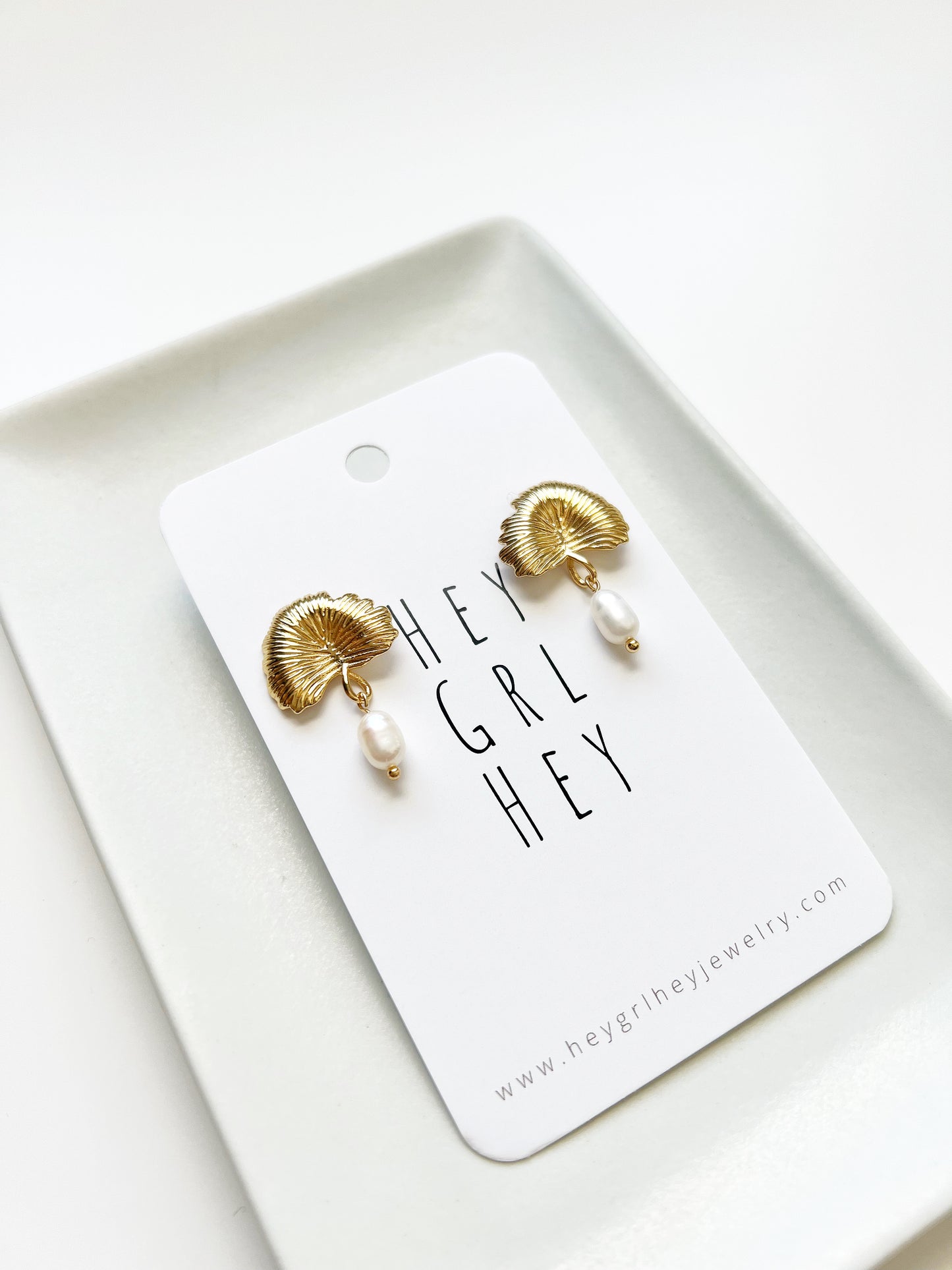 The Ginkgo Pearl Stud Earrings