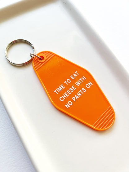 Time to Eat Cheese Motel Keychain